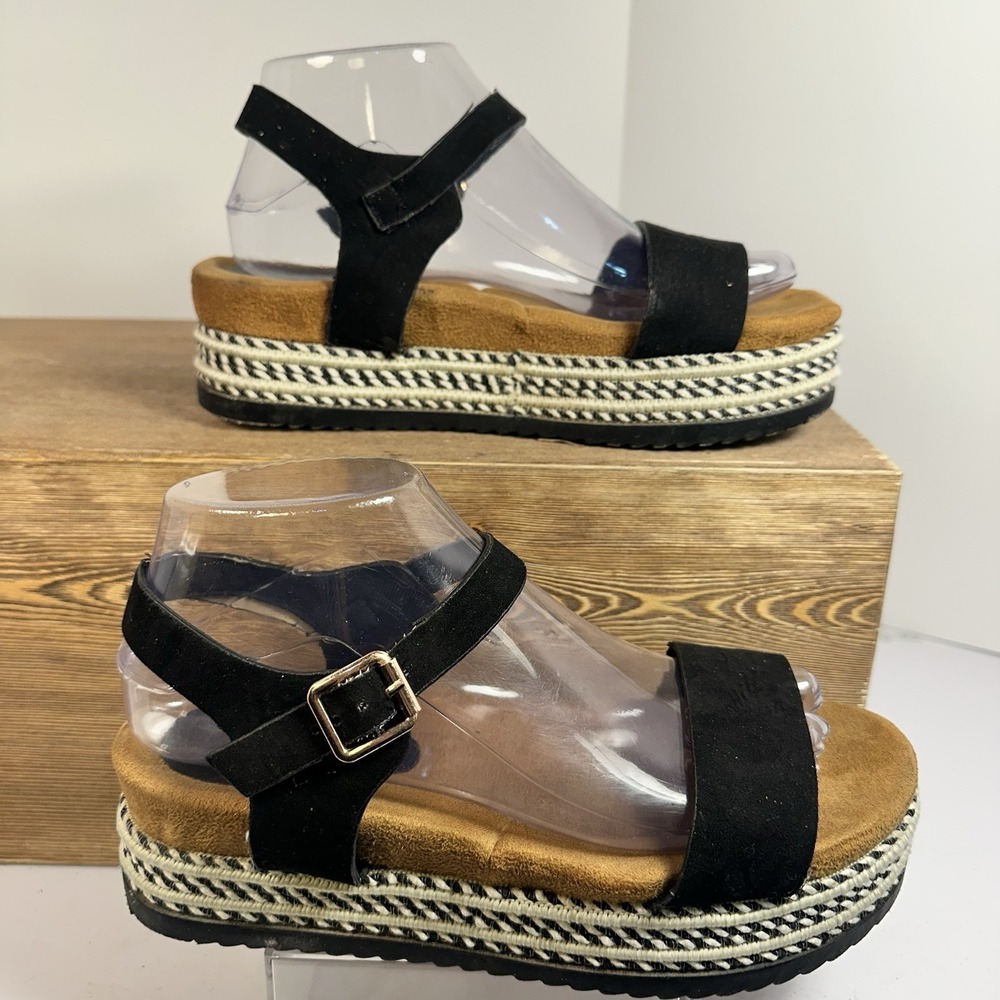 Bamboo Platform Espadrille Sandals Women Size 7.5 Festival Boho Chunky